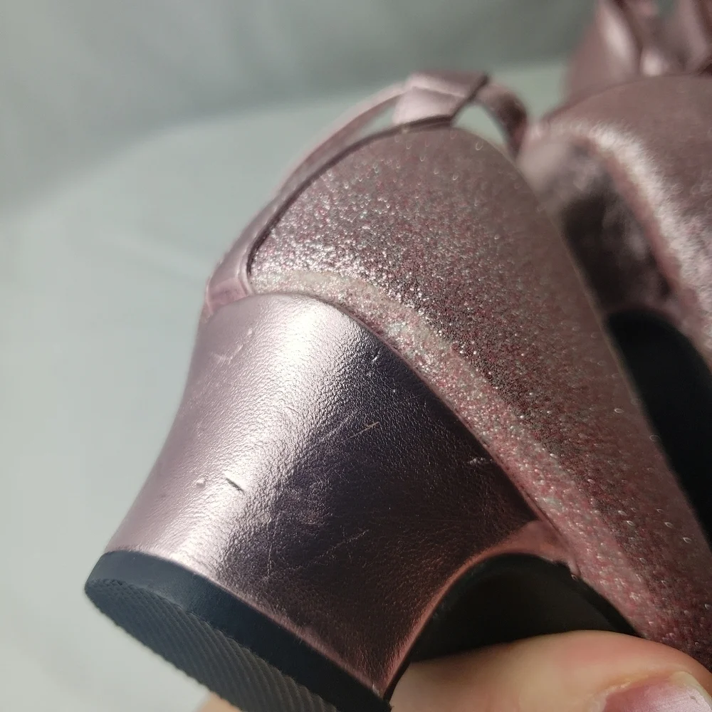 Pink heels glitter special occasion shoes